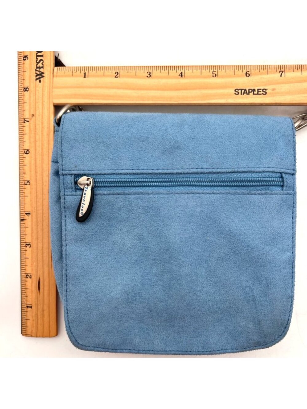 Travelon Light Blue Crossbody Bag Adjustable Strap Multiple Zipper Compartments - Picture 2 of 16